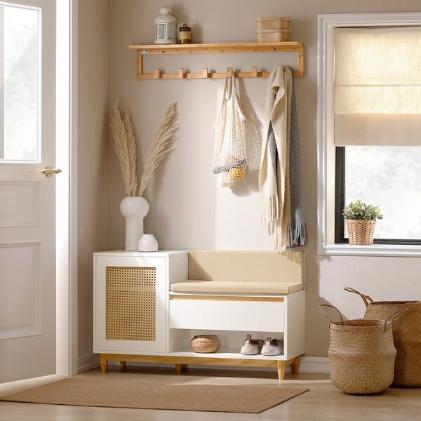 Sobuy Fsr128-W Botník Lavice S Úložným Prostorem Bílo-Přírodní 100X60X35Cm