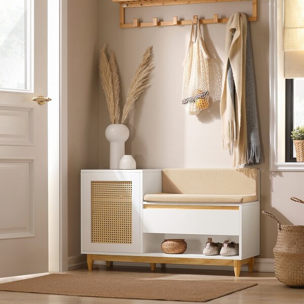 Sobuy Fsr128-W Botník Lavice S Úložným Prostorem Bílo-Přírodní 100X60X35Cm