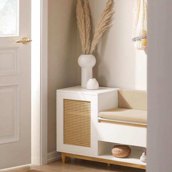 Sobuy Fsr128-W Botník Lavice S Úložným Prostorem Bílo-Přírodní 100X60X35Cm