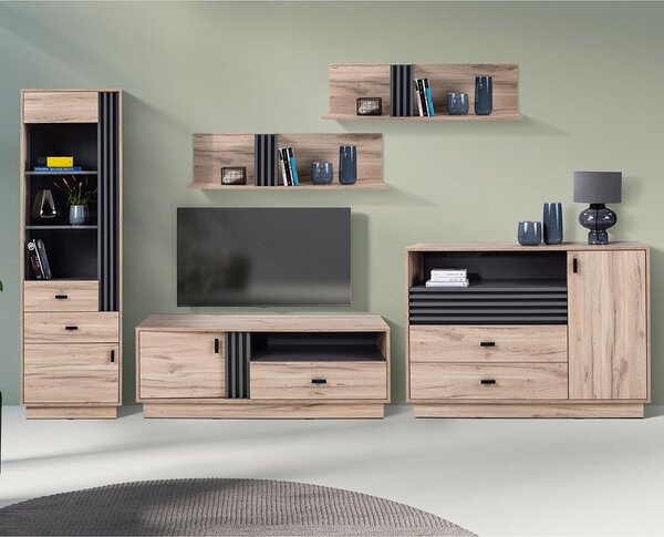 ALLMO | komoda AL17 | 135 cm | dub estana/antracit