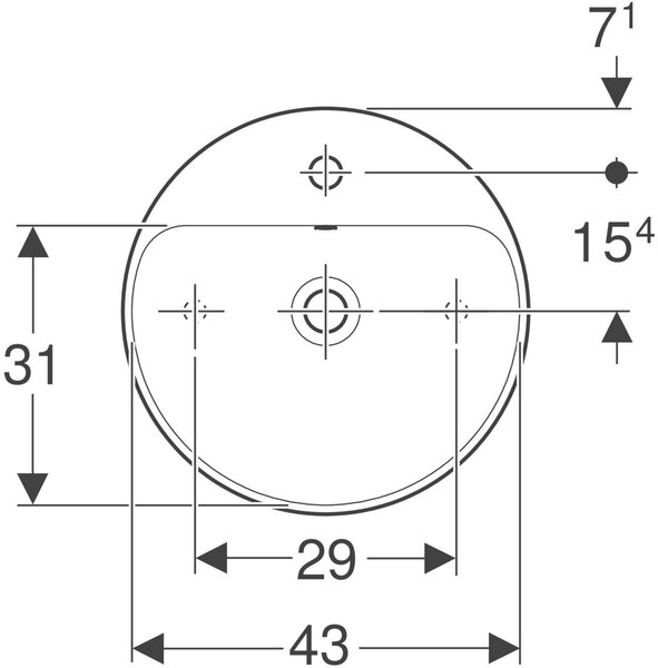 Geberit Variform umyvadlo 45x45 cm kulatý na pult bílá 500.769.00.2