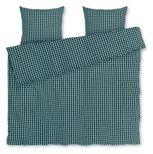 Zelené/modré krepové povlečení na dvoulůžko/prodloužené 200x220 cm Bæk&Bølge – JUNA