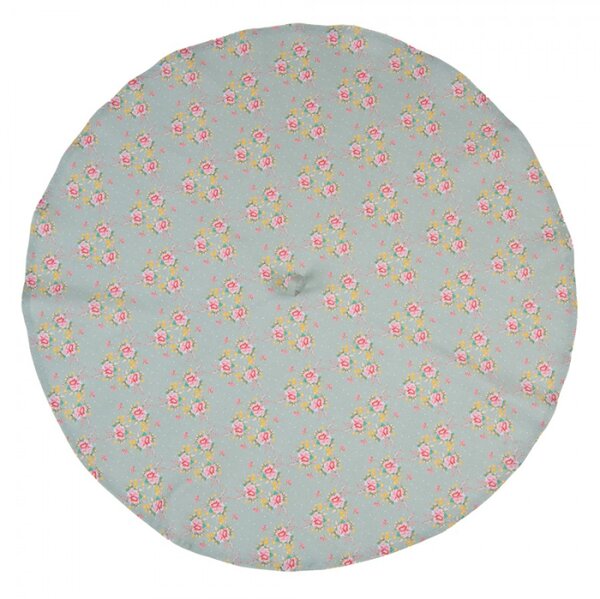 Zelená bavlněná kulatá utěrka s květy Cheerful Birdie – 80 cm