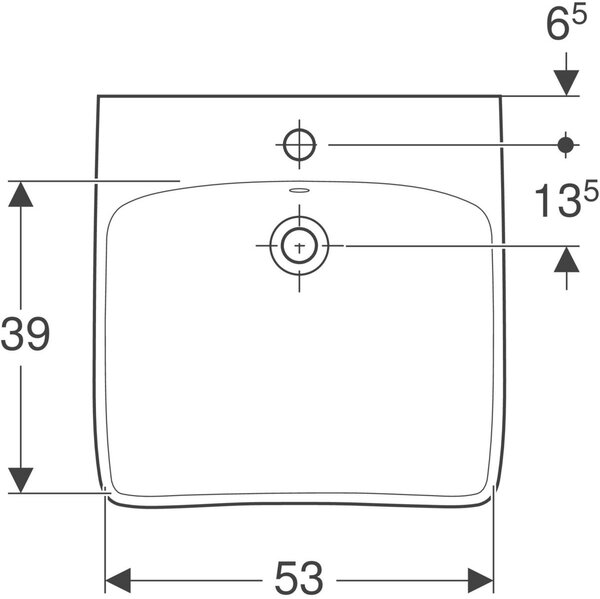 Geberit Selnova Comfort umyvadlo 60x55 cm obdélníkový klasický pro osoby se zdravotním postižením bílá 502.769.00.7