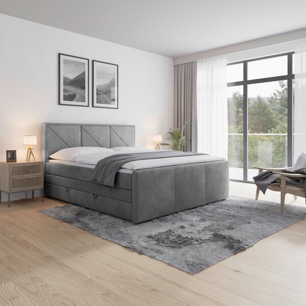POSTEL BOXSPRING, 180/200 cm, světle šedá MID.YOU - Postele s úložným prostorem, Online Only