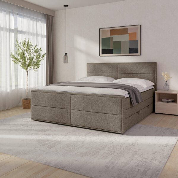 POSTEL BOXSPRING, 180/200 cm, béžová MID.YOU - Postele s úložným prostorem, Online Only