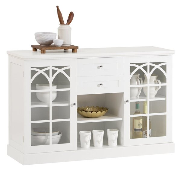 Sobuy Fsb79-W Příborník Kuchyňská Skříňka Komoda Předsíňová Skříň Bílá 120X78X39Cm