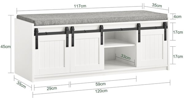 Sobuy Fsr133-W Botník Se Sedací Lavicí Lavice S Úložným Prostorem Bílý 120X45X35Cm