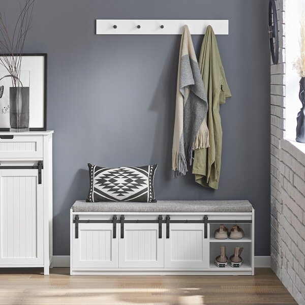 Sobuy Fsr133-W Botník Se Sedací Lavicí Lavice S Úložným Prostorem Bílý 120X45X35Cm