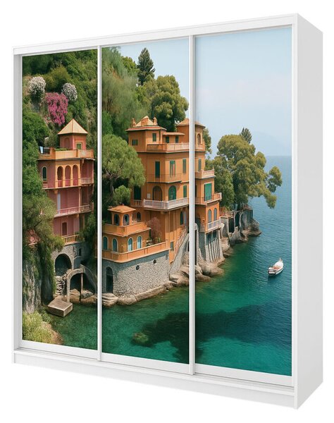 Skříň Rim-Veneziano 3D 1.8 m bílá s fasádami fototisk F23LSR