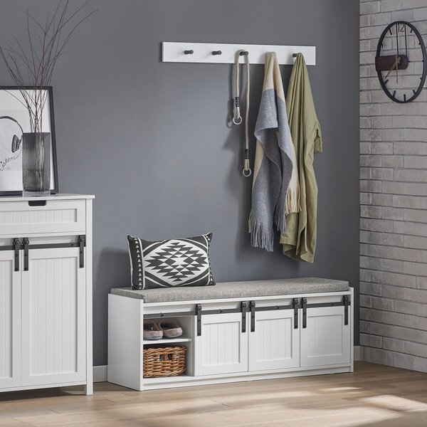 Sobuy Fsr133-W Botník Se Sedací Lavicí Lavice S Úložným Prostorem Bílý 120X45X35Cm