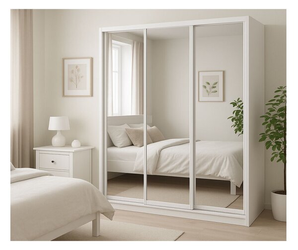 Skříň Rim-Veneziano 3D 1.8 m se zrcadlem, bílá