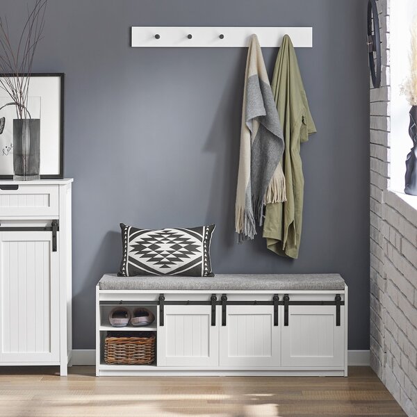 Sobuy Fsr133-W Botník Se Sedací Lavicí Lavice S Úložným Prostorem Bílý 120X45X35Cm