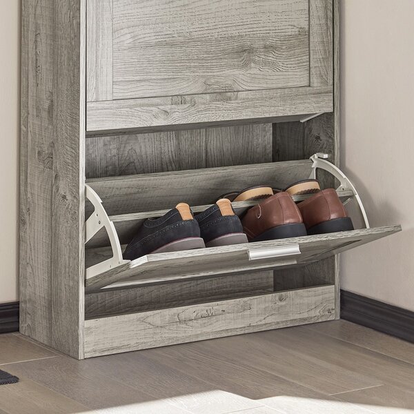 Sobuy Fsr137-Hg Sklápěč Bot Botník Se 2 Klapkami Úzký Botník 60X79X23Cm