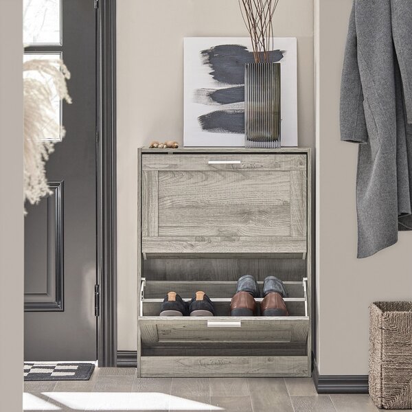 Sobuy Fsr137-Hg Sklápěč Bot Botník Se 2 Klapkami Úzký Botník 60X79X23Cm