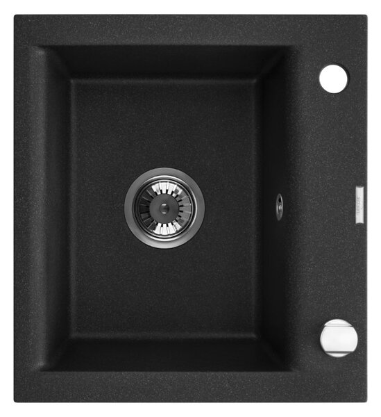 Invena Tesalia, 1-komorový granitový dřez 440x480x160 mm a chromový sifon, INV-AZ-01-041-B
