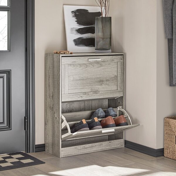 Sobuy Fsr137-Hg Sklápěč Bot Botník Se 2 Klapkami Úzký Botník 60X79X23Cm