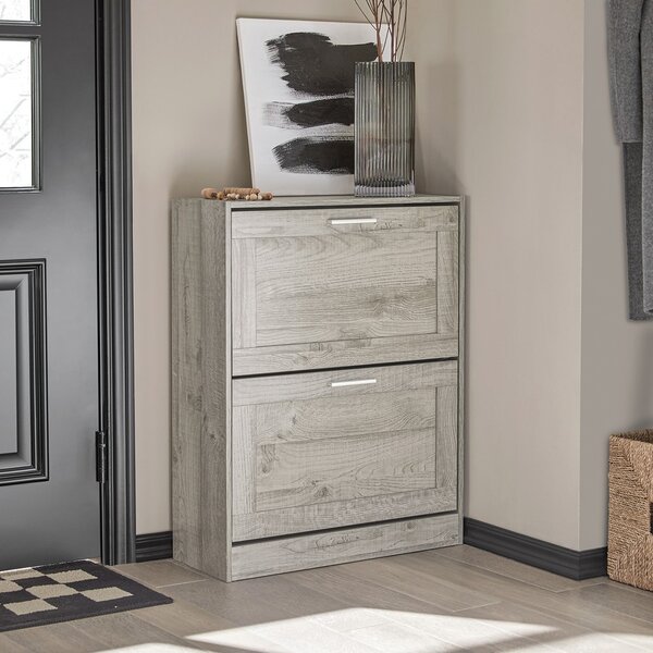 Sobuy Fsr137-Hg Sklápěč Bot Botník Se 2 Klapkami Úzký Botník 60X79X23Cm