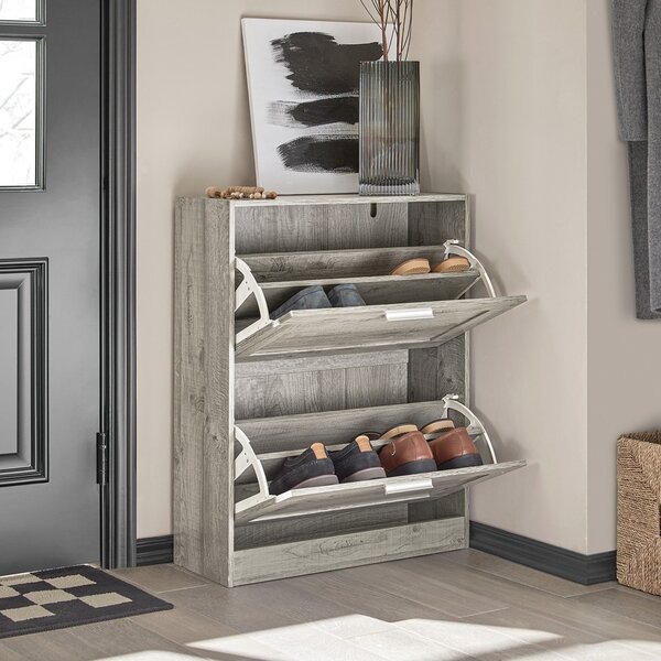 Sobuy Fsr137-Hg Sklápěč Bot Botník Se 2 Klapkami Úzký Botník 60X79X23Cm
