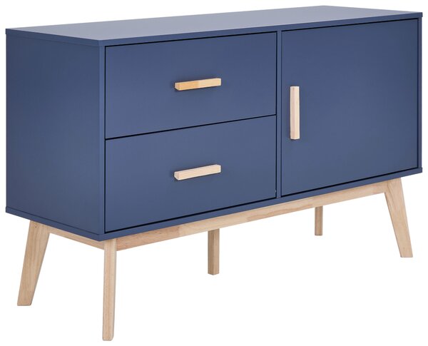 ŠIROKÁ KOMODA, kaučukové dřevo, přírodní barvy, tmavě modrá, 120/72/40 cm MID.YOU - Online Only komody, Online Only