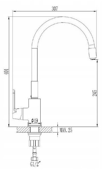Invena Tesalia, 1-komorový granitový dřez 440x400x160 mm a dřezová baterie Joga Plus, černá skvrnitá, INV-AZ-01-041-SET