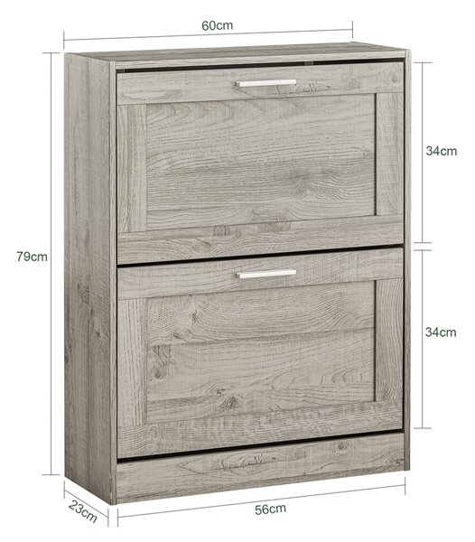 Sobuy Fsr137-Hg Sklápěč Bot Botník Se 2 Klapkami Úzký Botník 60X79X23Cm