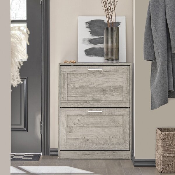 Sobuy Fsr137-Hg Sklápěč Bot Botník Se 2 Klapkami Úzký Botník 60X79X23Cm