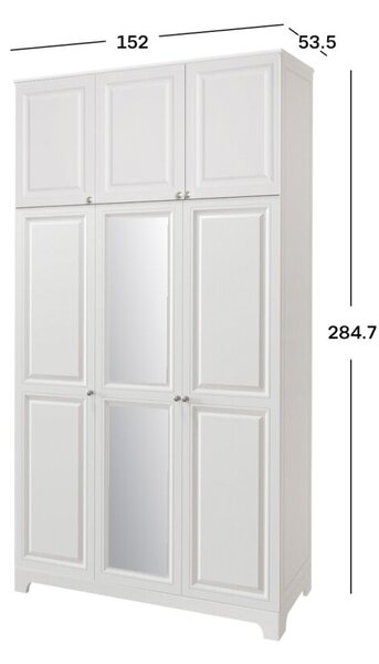Skříň č. 3 / MDF V.2 + Zrcadlo V.2 + Vysoká nástavba Madrid