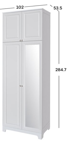 Skříň č. 2 / MDF V.1 + Zrcadlo V.1 + Vysoká antresol Madrid