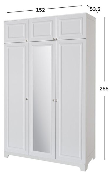 Skříň č. 3 / MDF V.1 + Zrcadlo V.1 + Antresol Madrid