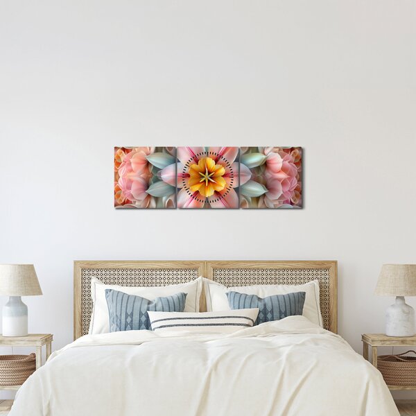 Obraz - Kaleidoskopický květ (s hodinami) (90x30 cm)