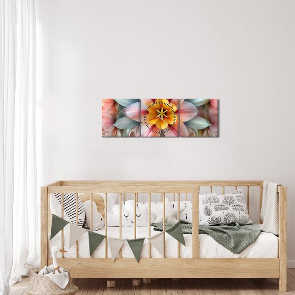 Obraz - Kaleidoskopický květ (s hodinami) (90x30 cm)