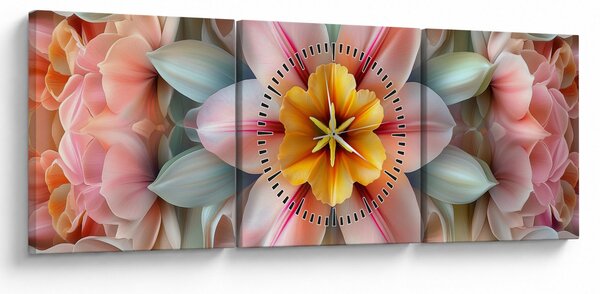 Obraz - Kaleidoskopický květ (s hodinami) (90x30 cm)