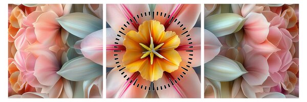Obraz - Kaleidoskopický květ (s hodinami) (90x30 cm)