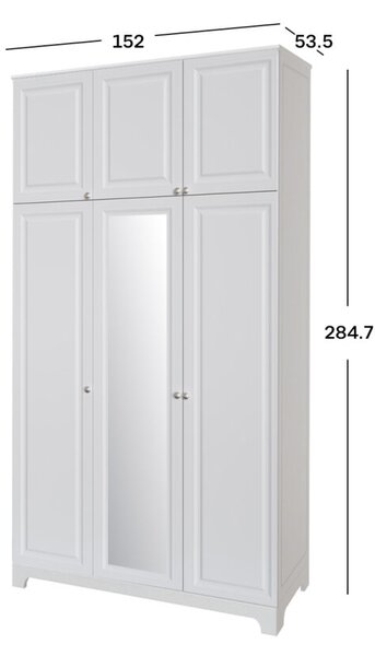 Skříň č. 3 / MDF V.1 + Zrcadlo V.1 + Vysoká nástavba Madrid