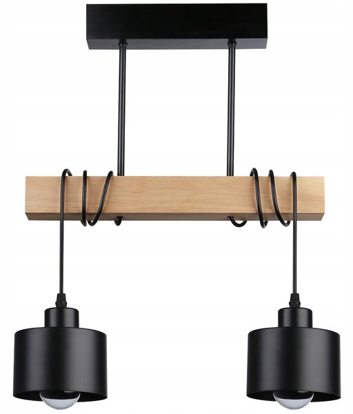 Závěsné stropní svítidlo lustr svítidlo Dřevěné LED E27 LOFT černé