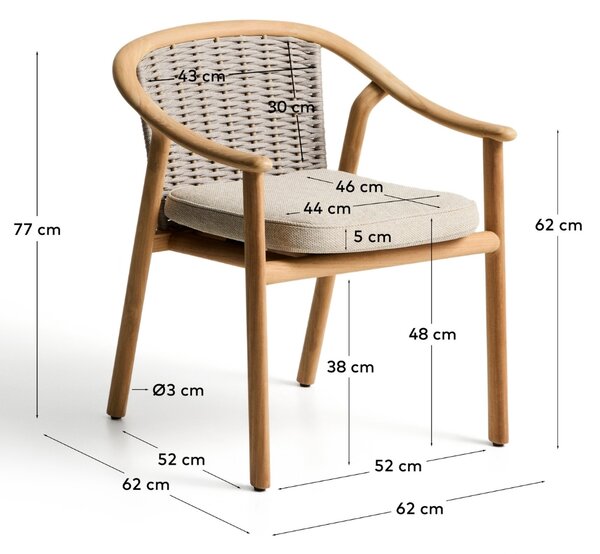 Kave Home Dřevěná zahradní židle Elunda s výpletem