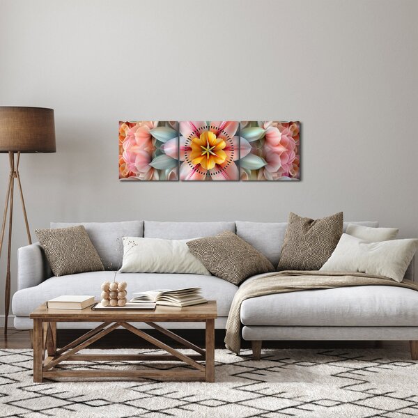 Obraz - Kaleidoskopický květ (s hodinami) (90x30 cm)