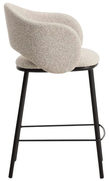 Kave Home Béžová čalouněná barová židle Maina 65 cm s černou podnoží
