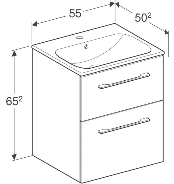 Geberit Selnova Square umyvadla se skříňkou 55 cm bílá 501.232.00.1