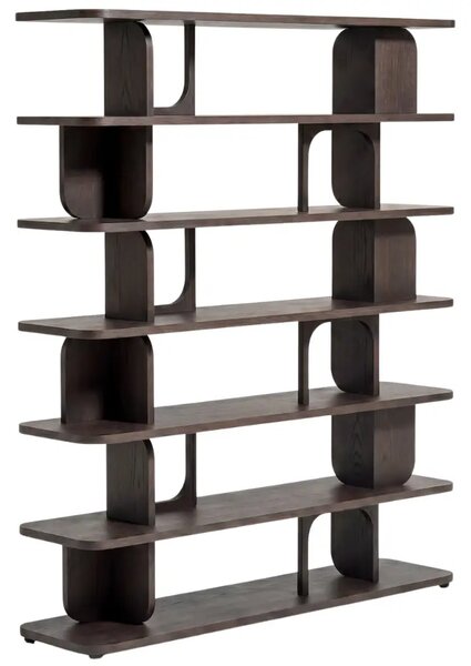 Kave Home Tmavě hnědý dubový regál Aduma 188 x 160 cm