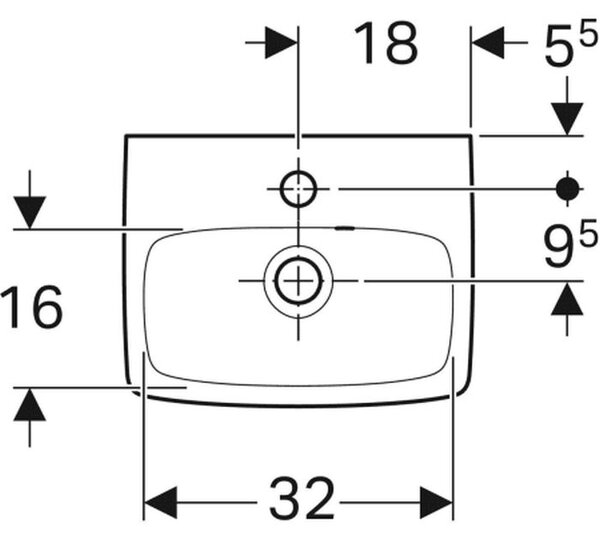 Geberit Smyle Square umyvadlo 36x28 cm obdélníkový klasický bílá 500.316.01.7
