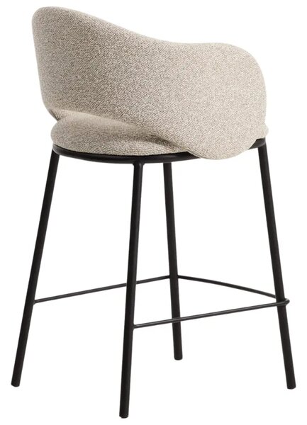 Kave Home Béžová čalouněná barová židle Maina 65 cm s černou podnoží