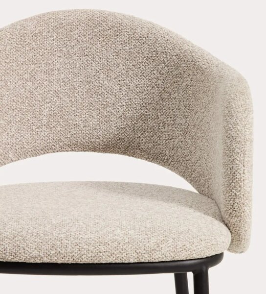 Kave Home Béžová čalouněná barová židle Maina 65 cm s černou podnoží