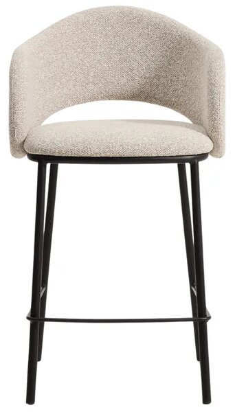 Kave Home Béžová čalouněná barová židle Maina 65 cm s černou podnoží