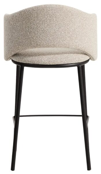 Kave Home Béžová čalouněná barová židle Maina 65 cm s černou podnoží