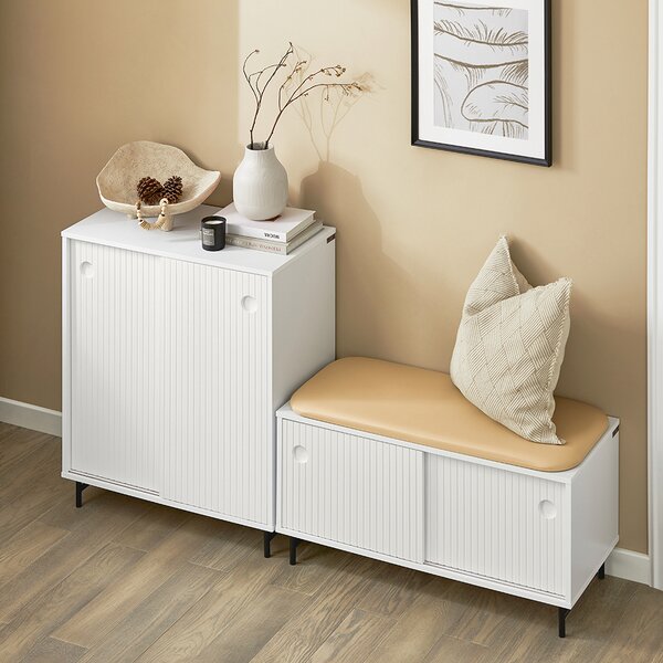 Sobuy Fsb62-W Botník Kuchyňská Skříňka Příborník Komoda Boční Skříňka Úložná Skříň Bílá 70X87X37Cm