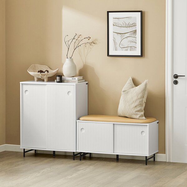 Sobuy Fsb62-W Botník Kuchyňská Skříňka Příborník Komoda Boční Skříňka Úložná Skříň Bílá 70X87X37Cm