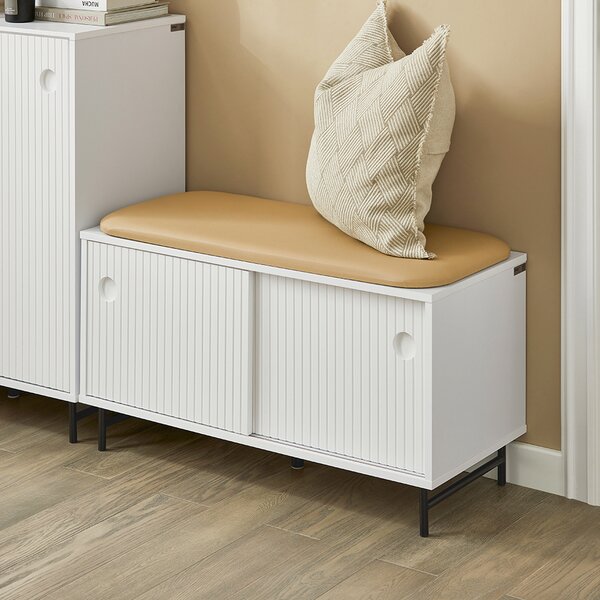 Sobuy Fsr116-W Botník Lavice Lavice S Úložným Prostorem Truhla Na Boty Bílý 85X49X37Cm