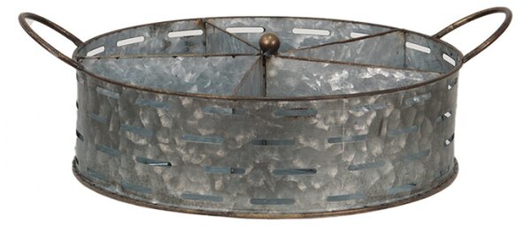 Dekorativní plechový zinkový box s 5-ti přihrádkami a uchy Rosa – 43x34x15 cm
